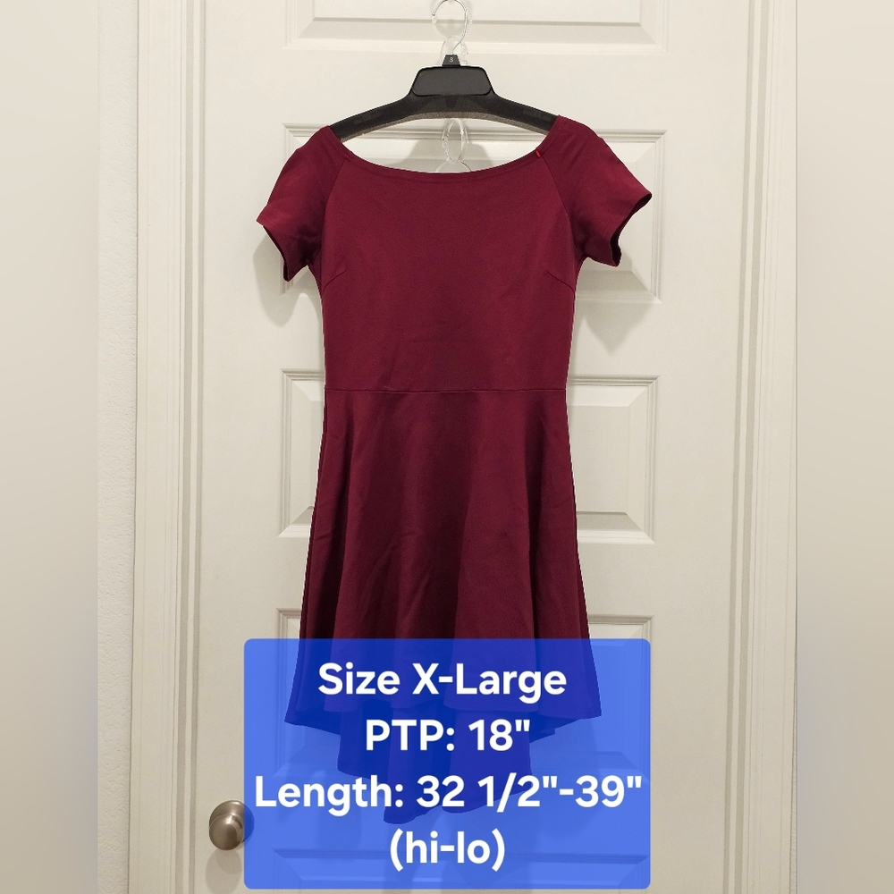 Sarin Matthews Off-The-Shoulder SS Hi-Lo Dress, GUC, Size X-Large
